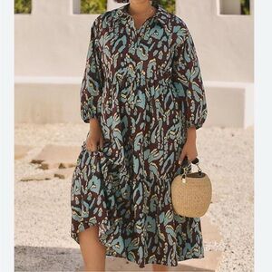 Anthropologie The Bettina Tiered Shirt Dress by Maeve
